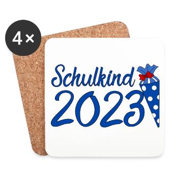 Schulkind 2023 blau - Untersetzer (4er-Set) - Weiß - Vorne