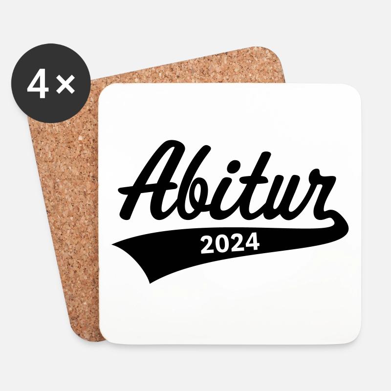 Abitur 2024 (Abiturient / Abi / Hochschulreife B) - Untersetzer (4er-Set) - Weiß