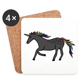 Licorne rapide - Dessous de verre (lot de 4) - blanc - Devant
