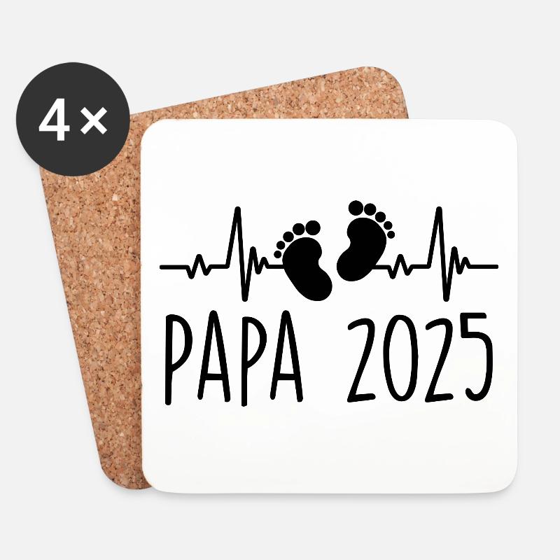 Papa 2025 Frequenz Herschlag Vatertagsgeschenk - Untersetzer (4er-Set) - Weiß