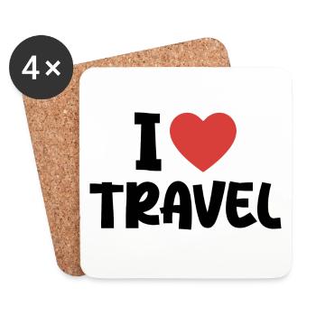 I Love Travel - Dessous de verre (lot de 4) - blanc - Devant