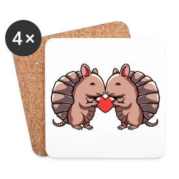 Armadillo Couple In Love Valentine's Day - Coasters (set of 4) - white - Front