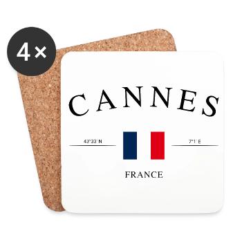 Cannes France – Souvenir et cadeau de Noël - Dessous de verre (lot de 4) - blanc - Devant