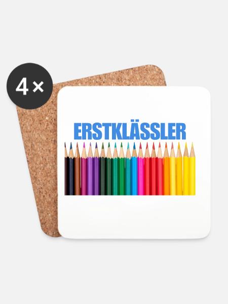 Erstklässler Buntstift Design - Untersetzer (4er-Set) - Weiß