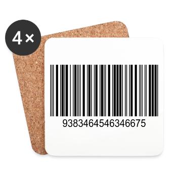 Barcode / Strichcode in Schwarz mit Zahlen - Untersetzer (4er-Set) - Weiß - Vorne
