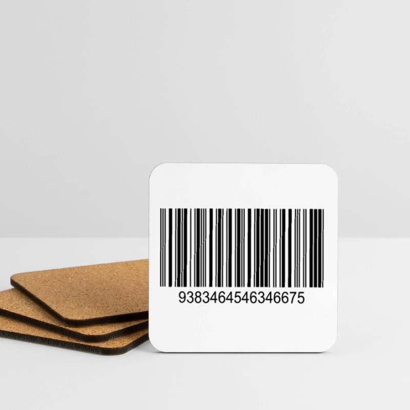 Barcode / Strichcode in Schwarz mit Zahlen Untersetzer (4er-Set)