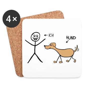 Ich und Hund - Untersetzer (4er-Set) - Weiß - Vorne