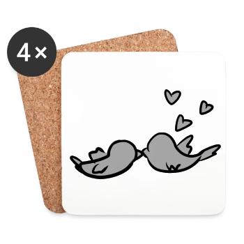 Valentine's Day Couple Bird Hearts Love - Coasters (set of 4) - white - Front