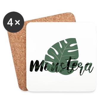 Monstera Vibes: Green Planting - Coasters (set of 4) - white - Front