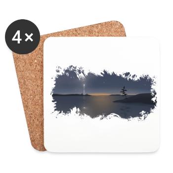 Meer und Land. Westküste bei Sonnenuntergang. - Untersetzer (4er-Set) - Weiß - Vorne