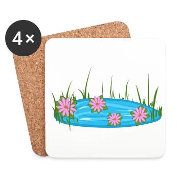 teich pfütze natur blumen wasser - Untersetzer (4er-Set) - Weiß - Vorne