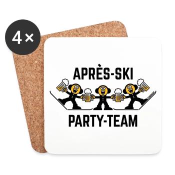 Après-Ski Party Team Trio (Bier / Karikatur / 3C) - Untersetzer (4er-Set) - Weiß - Vorne