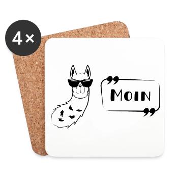 Moin Alpaka cool lustig Schriftzug deutsch - Untersetzer (4er-Set) - Weiß - Vorne
