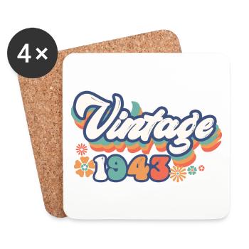 1943 Anniversaire 80 ans Vintage - Dessous de verre (lot de 4) - blanc - Devant
