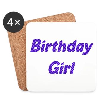 fille d’anniversaire - Dessous de verre (lot de 4) - blanc - Devant