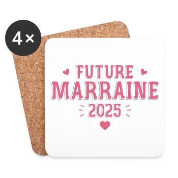 Future Marraine 2025 Cadeau Future Marraine - Dessous de verre (lot de 4) - blanc - Devant