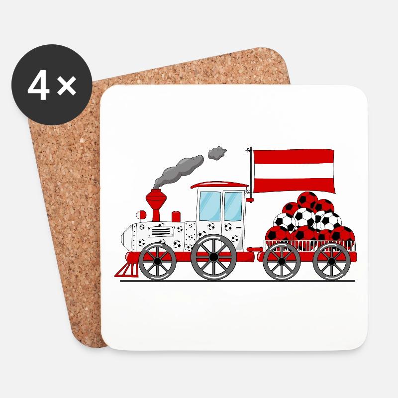 Österreich Flagge Fußball Eisenbahn - Untersetzer (4er-Set) - Weiß
