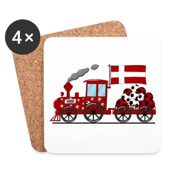 Denmark Flag Football Railway - Coasters (set of 4) - white - Front
