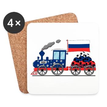 Russie Flag Football Chemin de fer - Dessous de verre (lot de 4) - blanc - Devant
