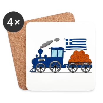 Greece Flag Basketball Railway - Coasters (set of 4) - white - Front