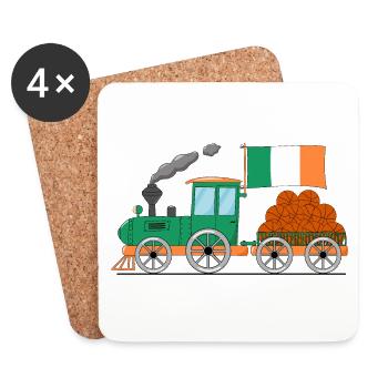 Irland Flagge Basketball Eisenbahn - Untersetzer (4er-Set) - Weiß - Vorne