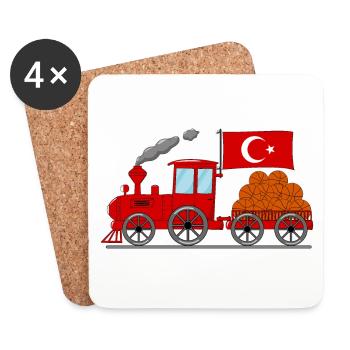 Chemin de fer de basket-ball de drapeau de Turquie - Dessous de verre (lot de 4) - blanc - Devant