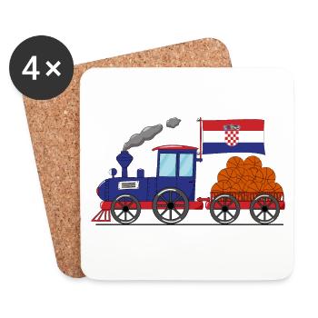 Kroatien Flagge Basketball Eisenbahn - Untersetzer (4er-Set) - Weiß - Vorne
