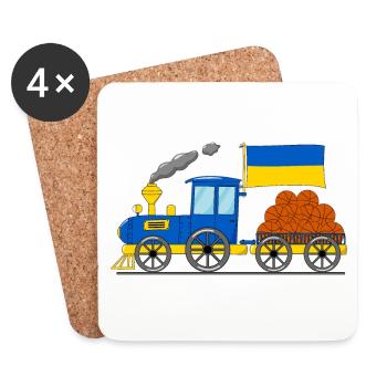 Ukraine Flagge Basketball Eisenbahn - Untersetzer (4er-Set) - Weiß - Vorne