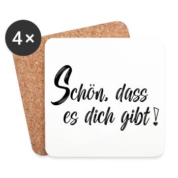 Schön dass es dich gibt - Untersetzer (4er-Set) - Weiß - Vorne