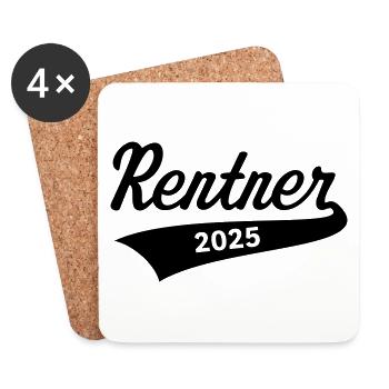 Rentner 2025 (Rente / Ruhestand / Black) - Untersetzer (4er-Set) - Weiß - Vorne