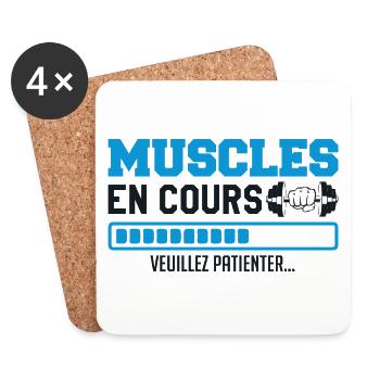 Muscles en cours ... musculation Humour marrant - Dessous de verre (lot de 4) - blanc - Devant