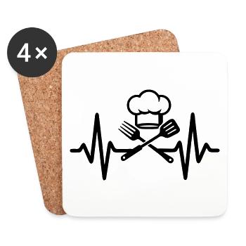 Heartbeat Kitchen Chef - Coasters (set of 4) - white - Front