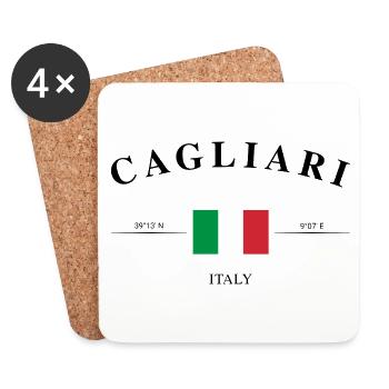 Cagliari Sardinien Reise Koordinaten Souvenir - Untersetzer (4er-Set) - Weiß - Vorne