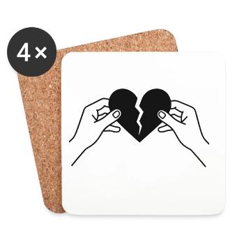 Broken heart in hands - Coasters (set of 4) - white - Front