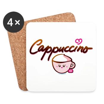 Cappuccino Tasse süß mit Herz T-shirt - Untersetzer (4er-Set) - Weiß - Vorne