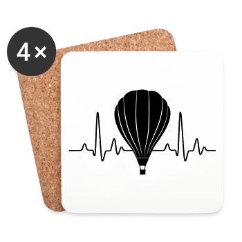 Vol en montgolfière, rythme cardiaque, vol en montgolfière - Dessous de verre (lot de 4) - blanc - Devant