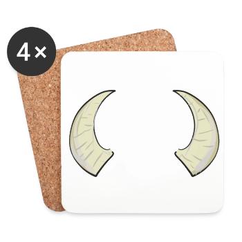 two horns horn bull aries symbol - Coasters (set of 4) - white - Front