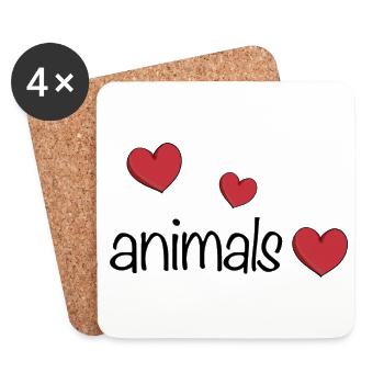 Animals three hearts animal love - Coasters (set of 4) - white - Front