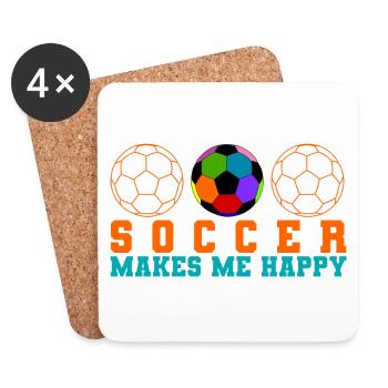 Soccer makes me happy - Coasters (set of 4) - white - Front