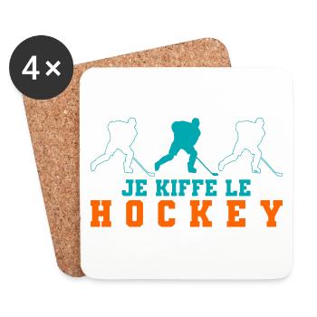 Je kiffe le Hockey - Dessous de verre (lot de 4) - blanc - Devant