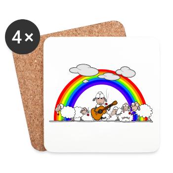 Sheep smoking weed - Coasters (set of 4) - white - Front