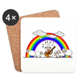 Acoustic guitar among sheep - Coasters (set of 4) - white - Front