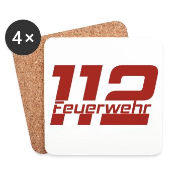 Feuerwehr Schriftzug 112 rot - Untersetzer (4er-Set) - Weiß - Vorne