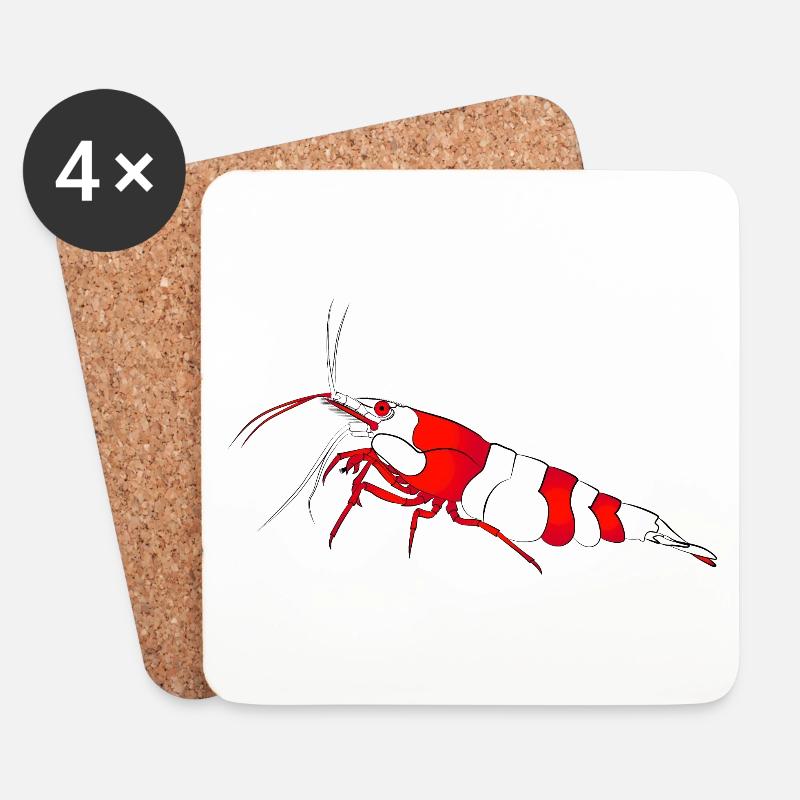 Garnele, shrimp Neocaridina davidi, Aquarium - Untersetzer (4er-Set) - Weiß