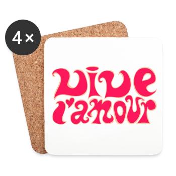 vive l’amour ! Faute de frappe des années soixante - Dessous de verre (lot de 4) - blanc - Devant