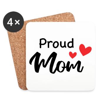 Proud Mom - Dessous de verre (lot de 4) - blanc - Devant