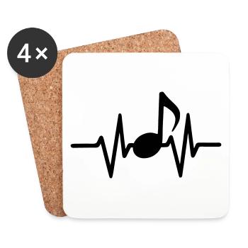 Music Heartbeat - Coasters (set of 4) - white - Front
