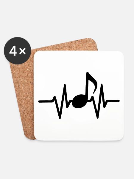 Music Heartbeat - Coasters (set of 4) - white