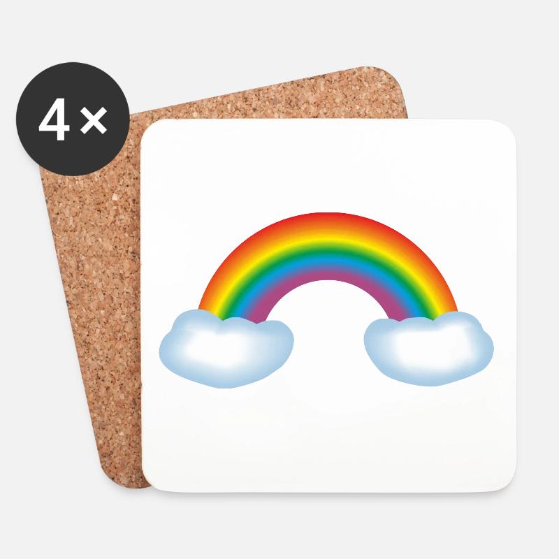 Regenbogen mit Wolken - Untersetzer (4er-Set) - Weiß
