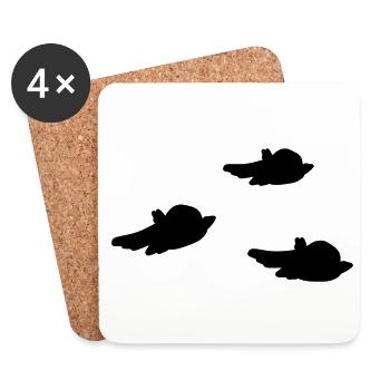 Symbol drei Vögel cartoon - Untersetzer (4er-Set) - Weiß - Vorne